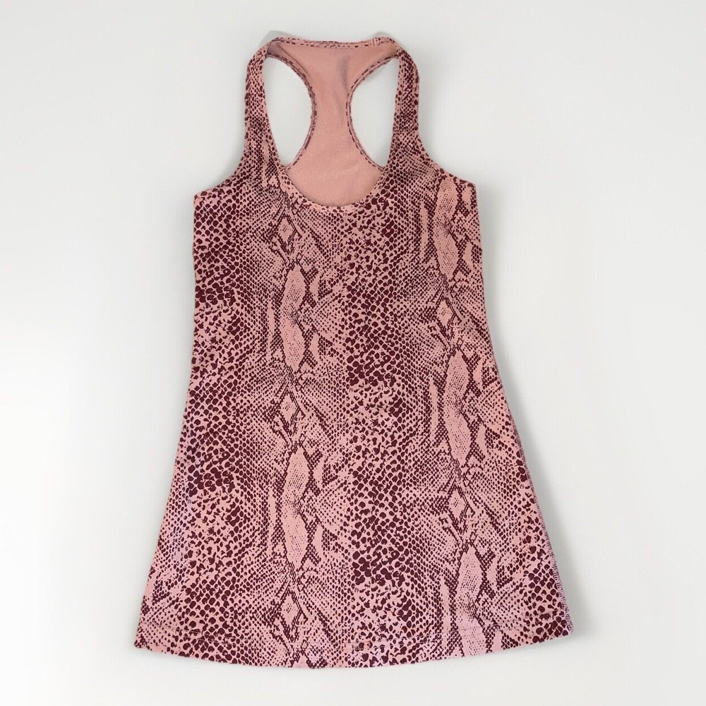 Lululemon Cool Racer Back Tank Top Pink/Burgundy Snake Skin Print Size S *No Tag